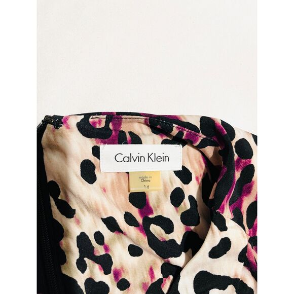 Calvin Klein wrap dress animal print career wear office siren business women 12 - Picture 5 of 6